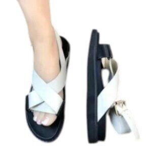 Billini Sandals Flat Ankle Strap Open Toe Cream  (~7)